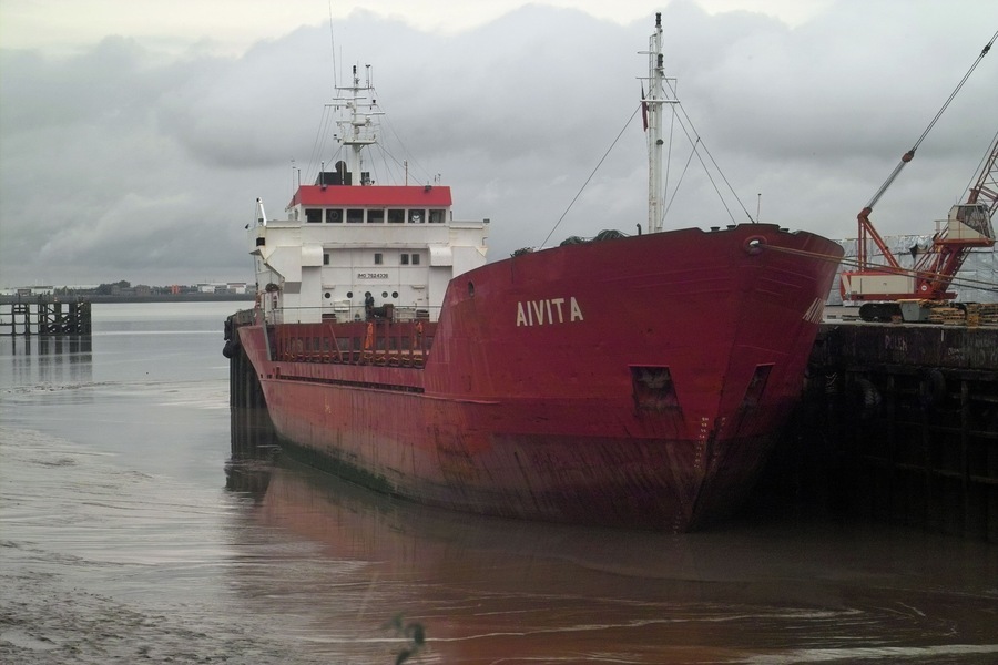 The "AIVITA" berthed at New Holland Dock 5th August 2009. IMO No. 7624336 2019grt, registered in St Vincent and Grenadines, Maltese owned and managed from St. Petersburg. Classification suspended (survey overdue).