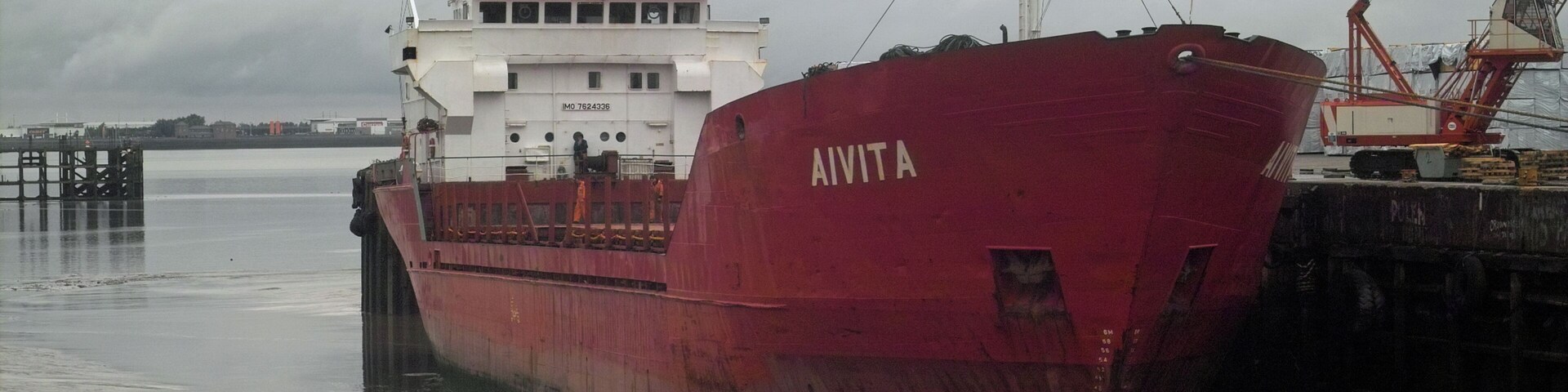 The "AIVITA" berthed at New Holland Dock 5th August 2009. IMO No. 7624336 2019grt, registered in St Vincent and Grenadines, Maltese owned and managed from St. Petersburg. Classification suspended (survey overdue).