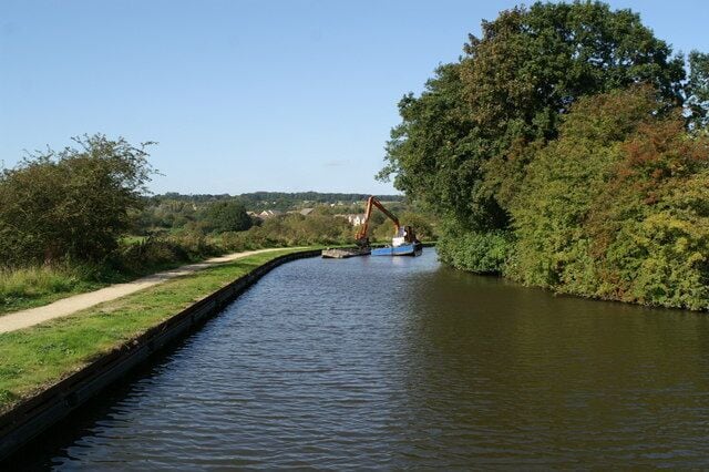 Dredger at work on the Leeds and Liverpool Canal near Appley Bridge