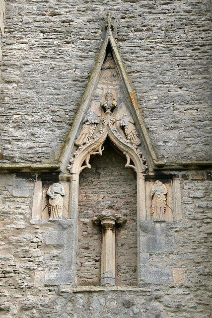 St.Helen's tower niche Unique mid-14th century ogee headed niche in St.Helen's tower with pedestal that presumably once supported a statue of St.Helen