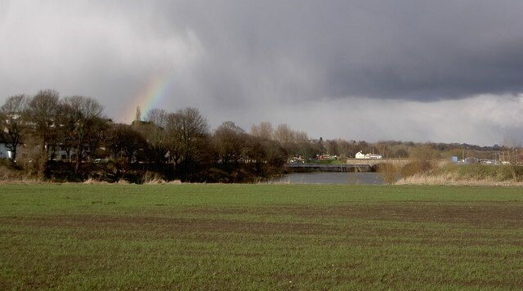 Rainbow over Ribble Rain coming in from the East late on a sunny March afternoon in Preston produced this one bright end of a rainbow.