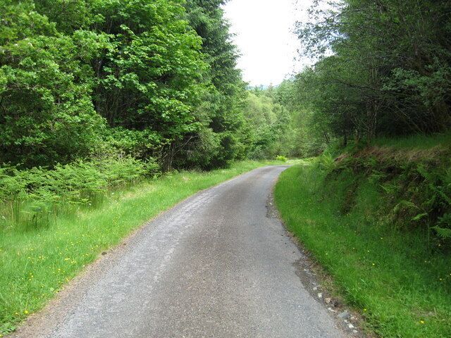 Continuing to Dalmally down Monument Hill The road is situated on an old military route.
