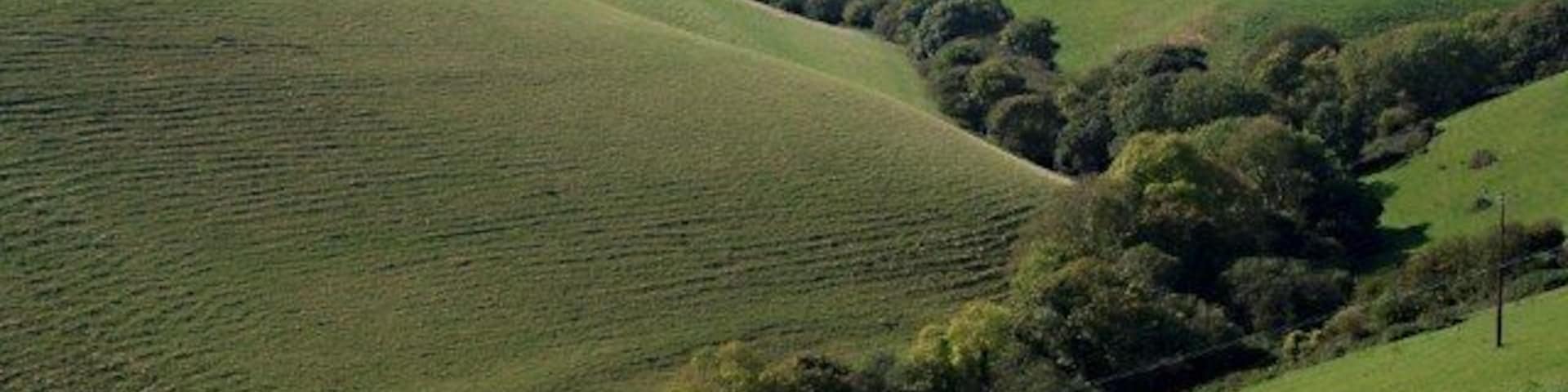A Steep Sided Valley From just outside the south east corner of this grid square this photo encompasses almost the whole square and the steep sided valley which runs through it and down to Polperro.