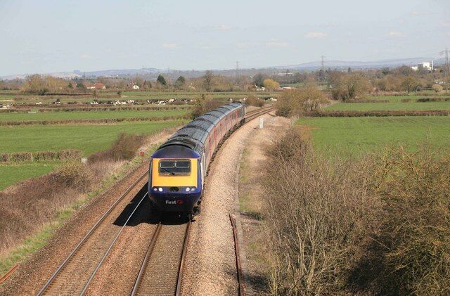 Paddington to Penzance train at Berkley, near to Berkley, Somerset, Great Britain.
