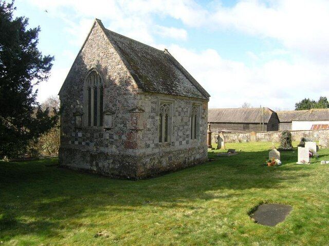 St Mary's Chapel, Warminster Road, Chitterne, Wiltshire, England, seen from the northeast. The chapel was the chancel of a parish church, the rest of which has been demolished.