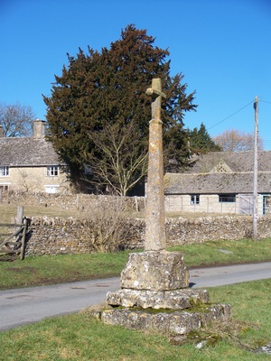 Cross, Condicote An attractive village in the centre of an area rich in history and historical remains. "On the western side of the green is a spring marked by a cross of which the basethree steps and a socketsurvive from the late 14th century. A new shaft and finial-cross were added in 1864. The finial-cross was later destroyed and was replaced in 1888 by one from the western gable-end of the church. The reputation of the spring as a holy well is thought to be a possible cause for the location of Condicote Camp. Certainly the spring made possible the settlement of the village, whose chief supply it was until the mid-20th century. Beneath the base of the cross, perhaps contemporary with it, was a cistern or dip-well, which by 1868 was fitted with a pair of doors. The supply was evidently then in some danger of contamination, and before 1926 the cistern was sealed off and a pump took its place. From before 1700 until about the mid19th century the spring filled a pond on the south side of the green. By 1882 the pond also was replaced by a pump, and a pump still marked the site in 1960. A main water supply, however, was brought to the village in 1937." From: 'Parishes: Condicote', A History of the County of Gloucester: volume 6 (1965), pp. 63-72.