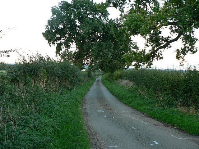 Chase View Lane, towards Ash Flats This is a very narrow lane from Coppenhall to Ash Flats. It has 2 right angled bends, this is the view from the northern bend looking towards Ash Flats.