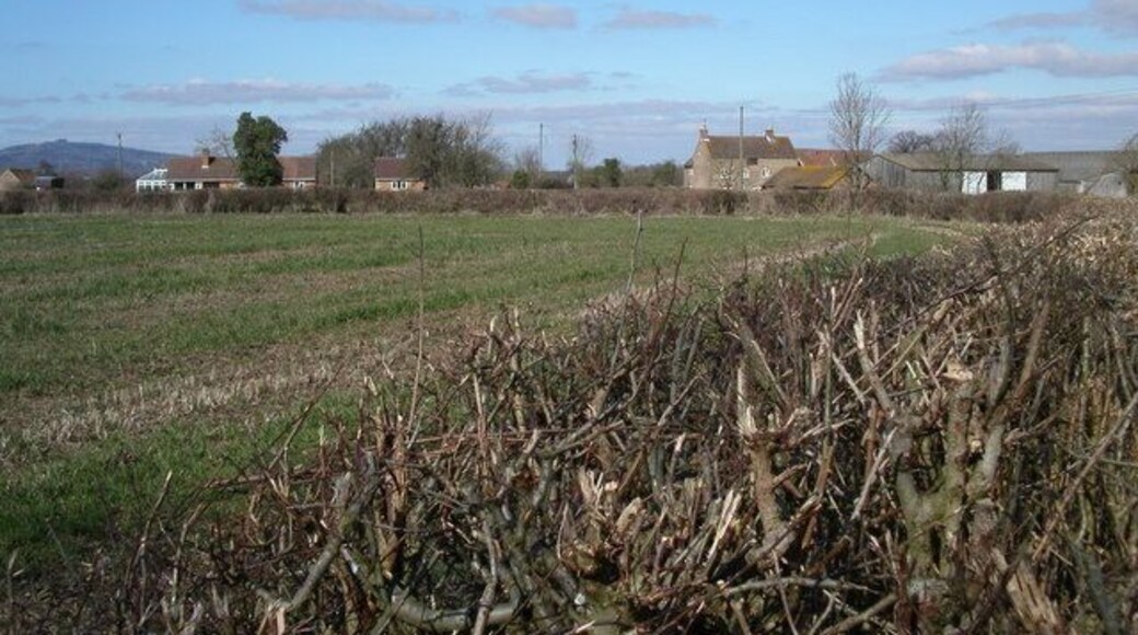 Farleys End Gloucestershire. The small village of Farleys End lies close to the river Severn. In the background to the left at a distance of 10 kilometres is May Hill and Newent Woods.