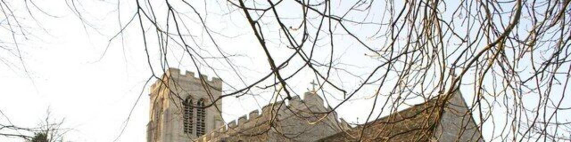 All Saints' parish church, Hamerton, Cambridgeshire (formerly Huntingdonshire), seen from the east on a February afternoon