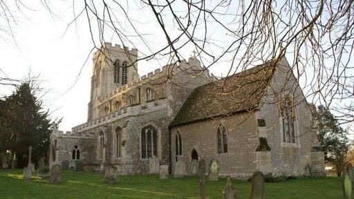 All Saints' parish church, Hamerton, Cambridgeshire (formerly Huntingdonshire), seen from the east on a February afternoon