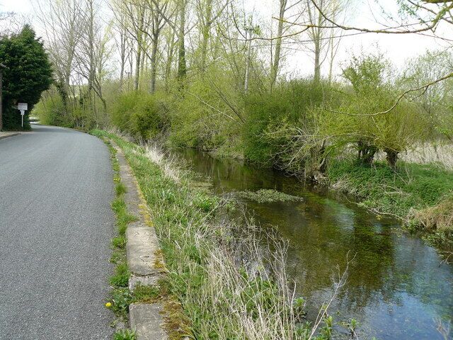Idmiston - The River Bourne The River Bourne running alongside Church Road.