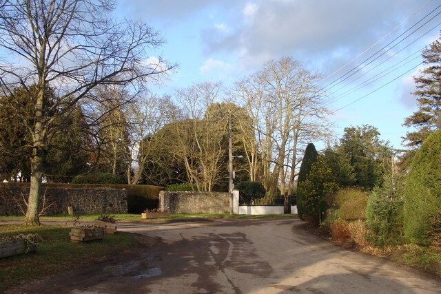 Road junction by Mathern Church