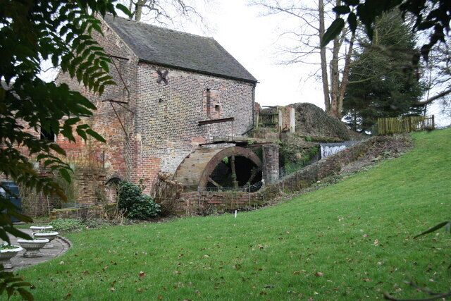 Top or Splashy Mill, Moddershall Flint grinding mill. open on annual mills open day. In garden of modern house. The weir is just visible.