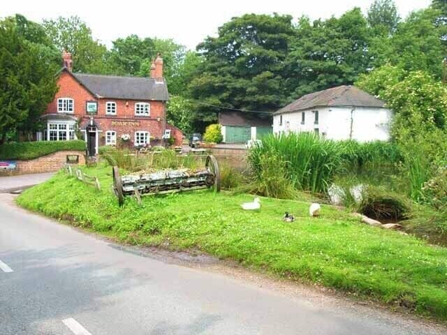 The Boar Inn at Moddershall. Complete with village duck pond and agricultural artifacts