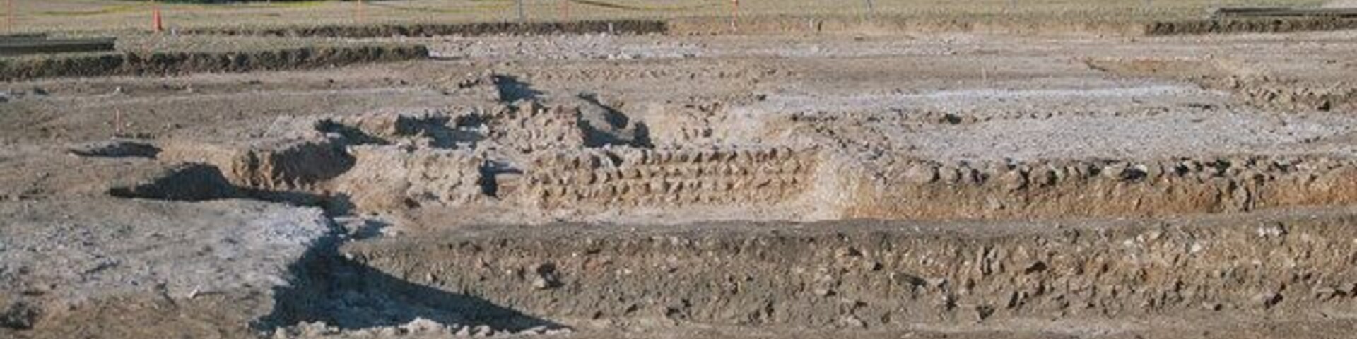 Roman villa at Dunkirt barn, Abbotts Ann Excavation of the Roman villa in 2005 looking NE to Dunkirt Barn and through the gap in Great Wood towards Andover (and the Portway Roman road).