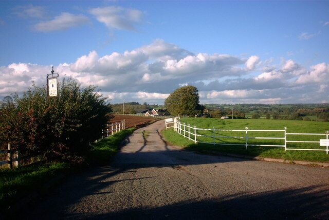 Farm Road to Rooks Nest This road off the A518 at the top of Weston Bank leads to Rooks Nest Farm.