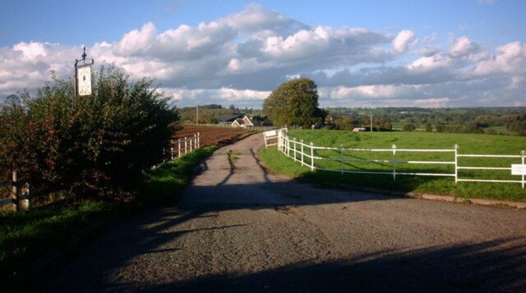 Farm Road to Rooks Nest This road off the A518 at the top of Weston Bank leads to Rooks Nest Farm.