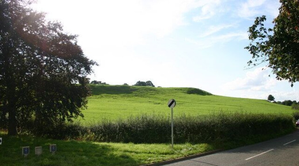 Pea Hill. This is Pea Hill from the cross roads on Sandon Bank to Salt and to Enson, Enson Lane is in the foreground.