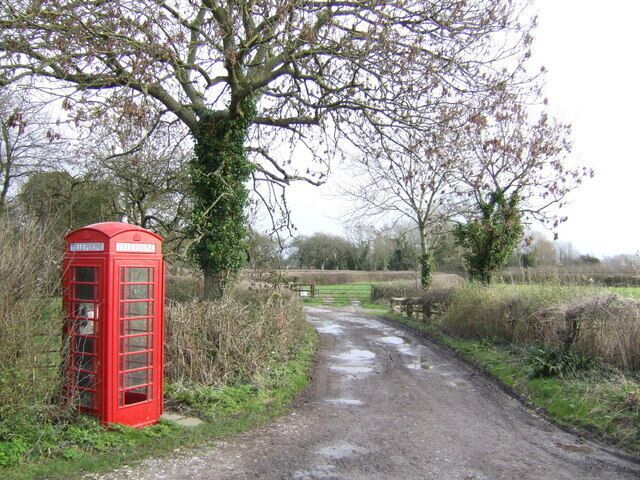 Phonebox by the Bridleway This is the destination of the path in 314712, near Shepperdine Farm.
