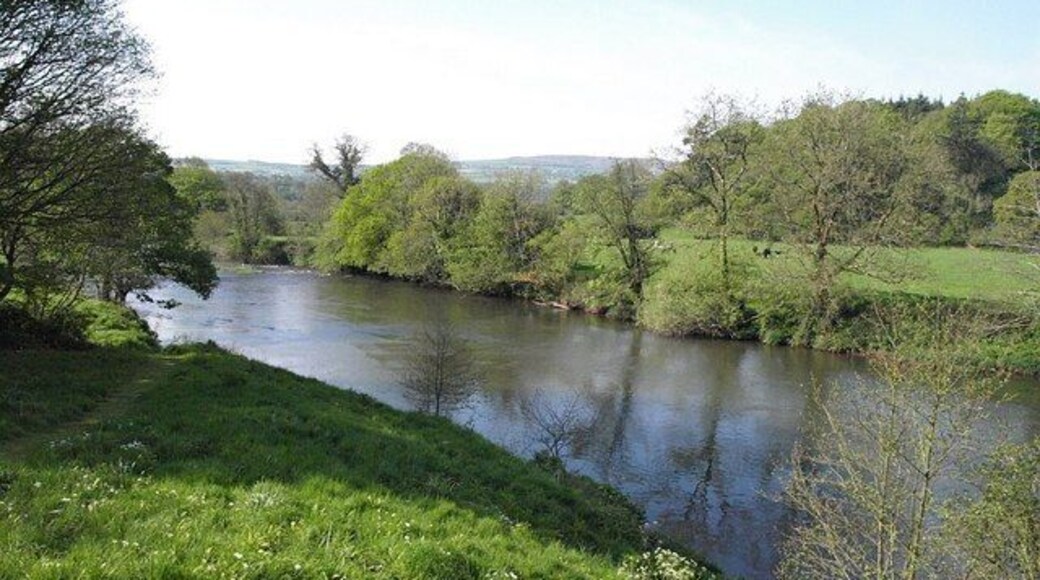 River Tamar at Horsebridge Looking across and downstream from immediately east of the bridge. The easting gridline runs along the far bank at this point.