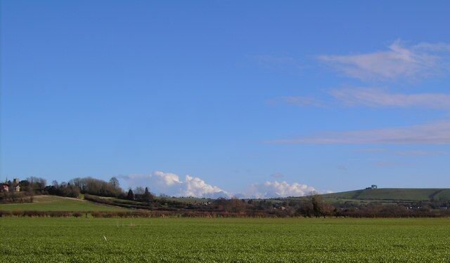 Clouds on the horizon, Liddington, Swindon Visible at the extreme left is Wanborough parish church at SU207825 35680 and the clump of trees on Liddington Hill at SU216801 238767. Between the two is the village of Liddington 329384.