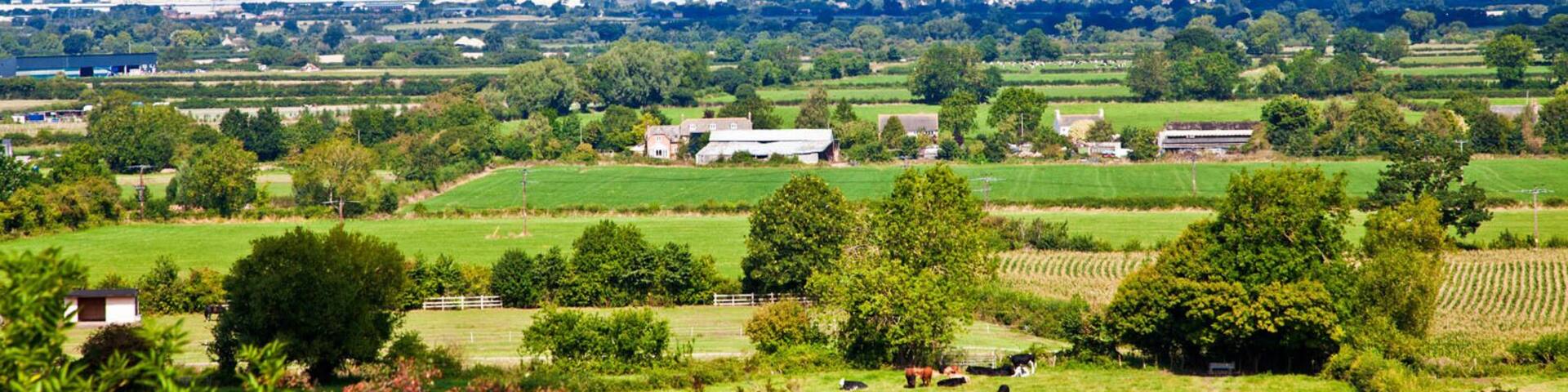 View from Upper Wanborough towards Swindon in Wiltshire, England, UK
