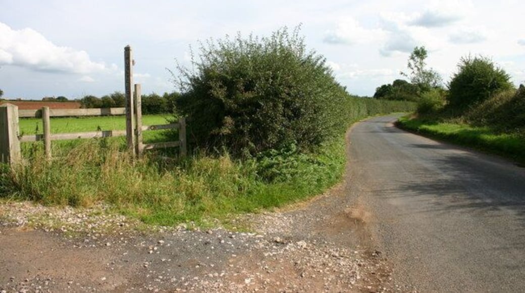 Public footpath and Country Lane. To the left is a public footpath and on the right is Whitgreave Lane, near Stafford. This road is leading to the main A34