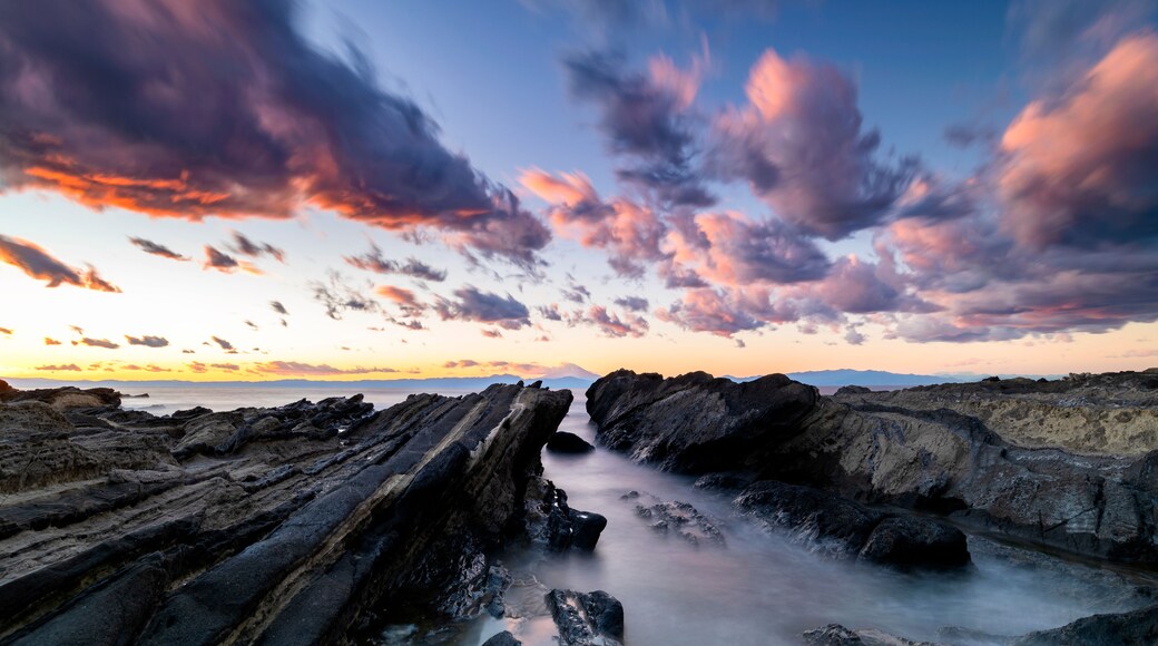 View of the sunset sky over the sea from Miura Peninsula, Japan