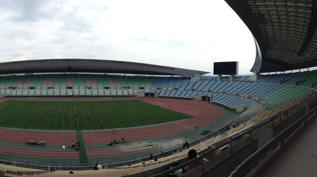 The panoramic photograph of Nagai Stadium(The regular-season game of Kansai Soccer League, 14 July, 2013).