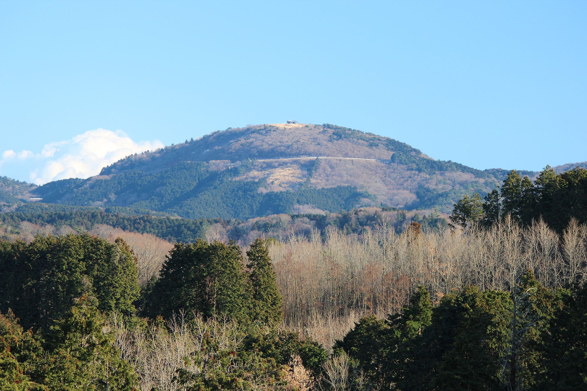 A mountain with a clear sky.