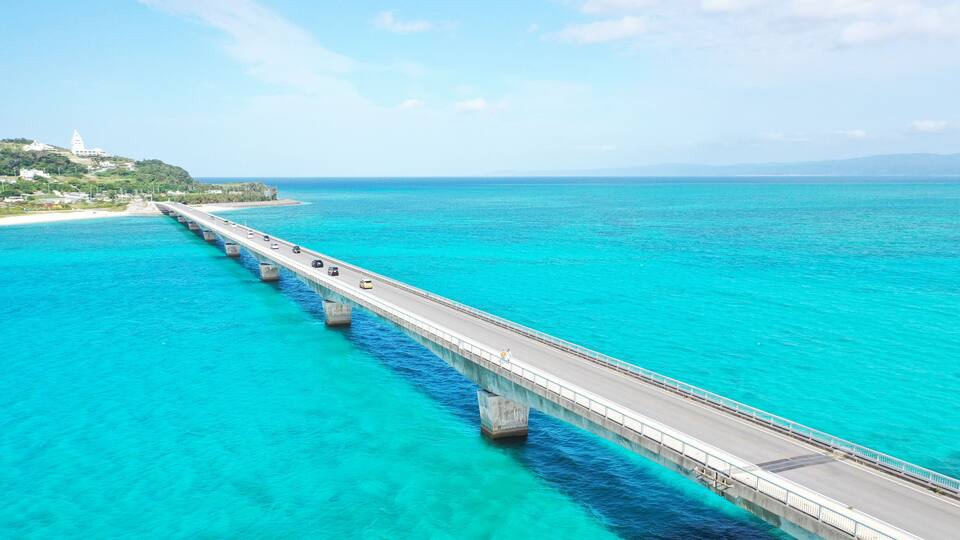 Bridge on the sea of Okinawa, Japan
