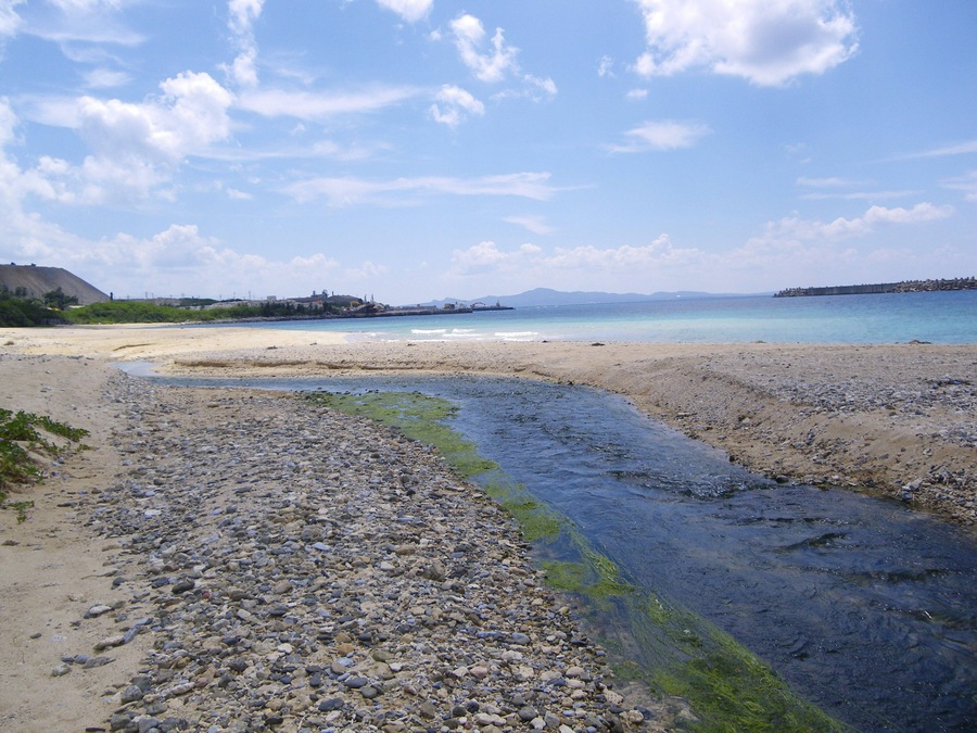 The mouth of Shiokawa river in Okinawa.