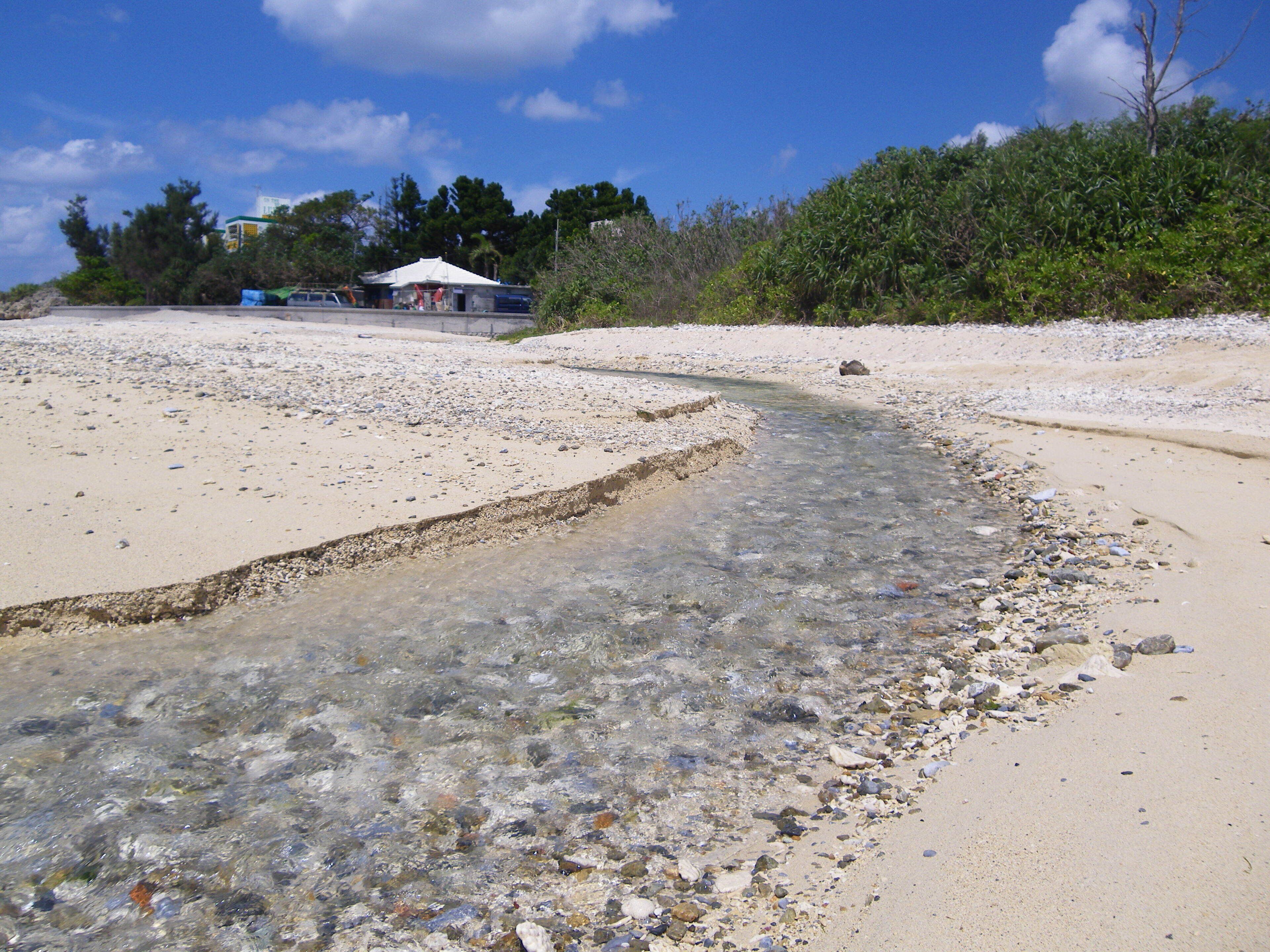 Shiokawa river across the beach in Okinawa