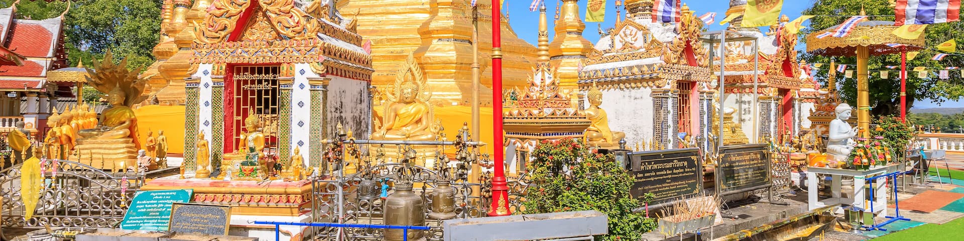 Wat Phra Borommathat Temple at Ban Tak distict, Tak, Thailand. The golden Myanmar style pagoda contain Buddha relic inside.