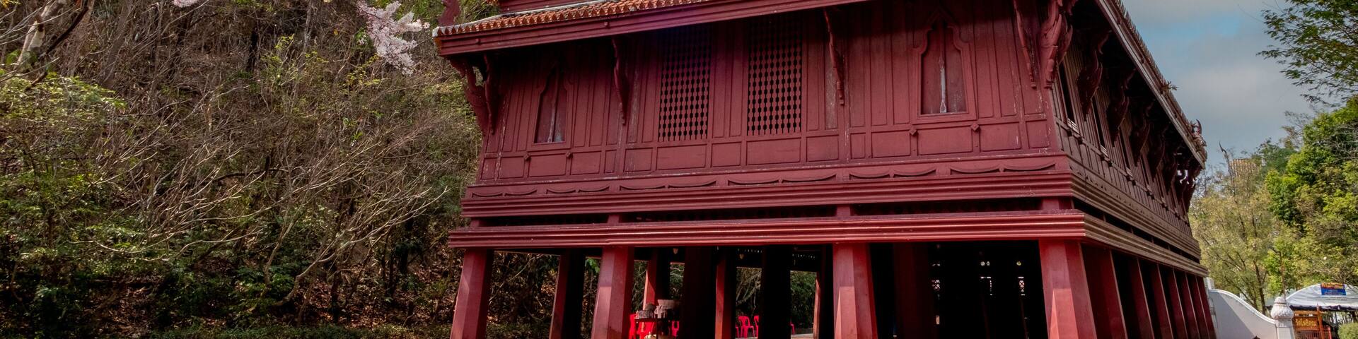 Large temple at the Wat Photi Khun Buddhist Monastery near Mae Sot Thailand