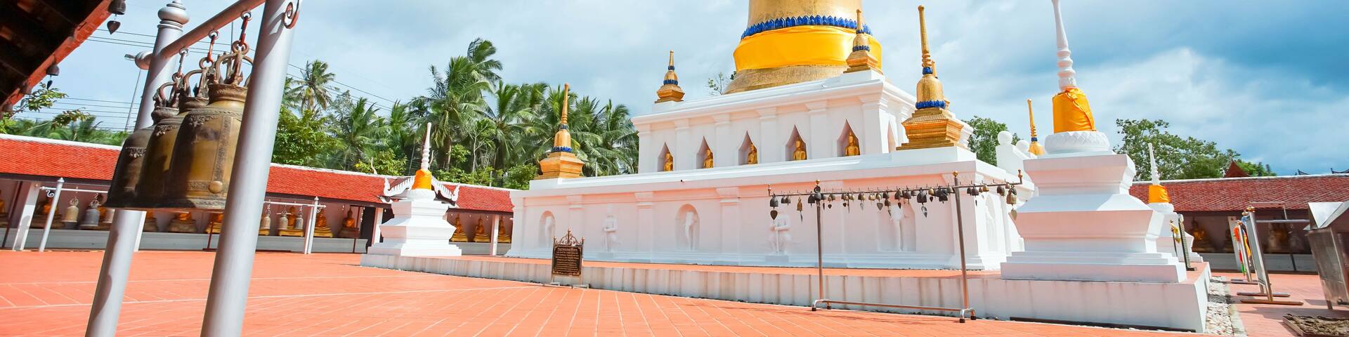 The famous temple Phra That Sawi, one of travel destinations in Chumphon, Thailand.