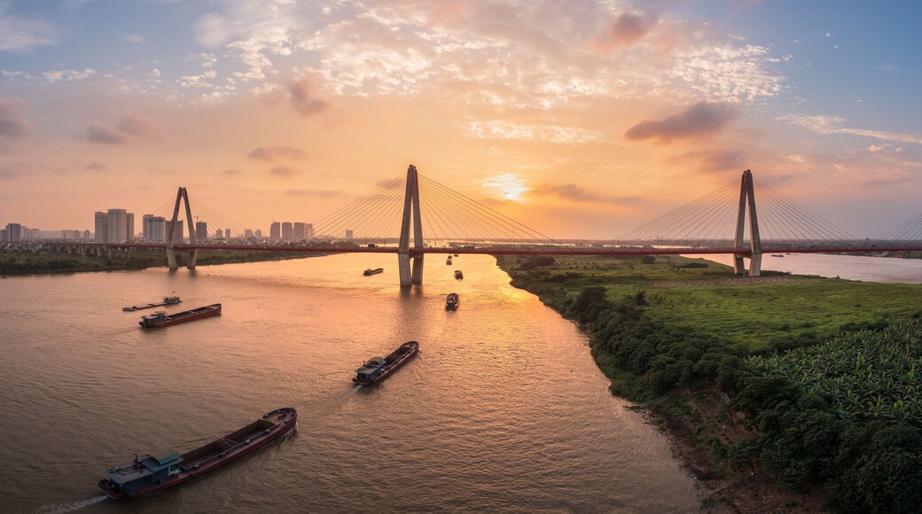 Nhat Tan bridge crossing Red River in Hanoi, Vietnam