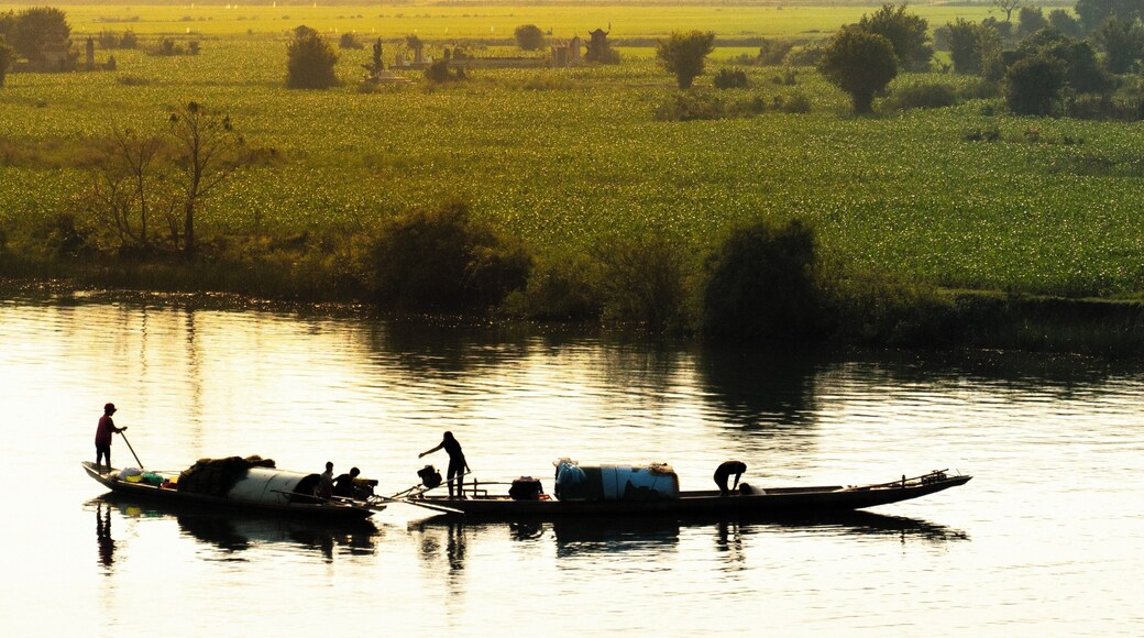Morning shot taken from a moving train traveling north from south in Vietnam