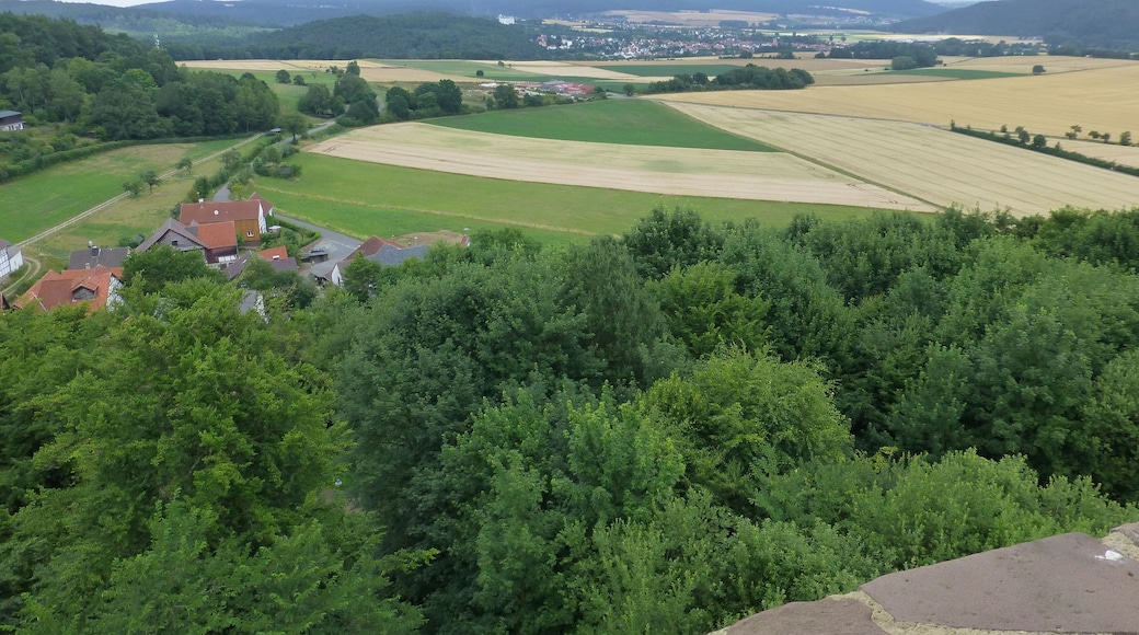 Burgruine Löwenstein; Blick vom Bergfried nach Nordosten in Richtung Bad Zwesten