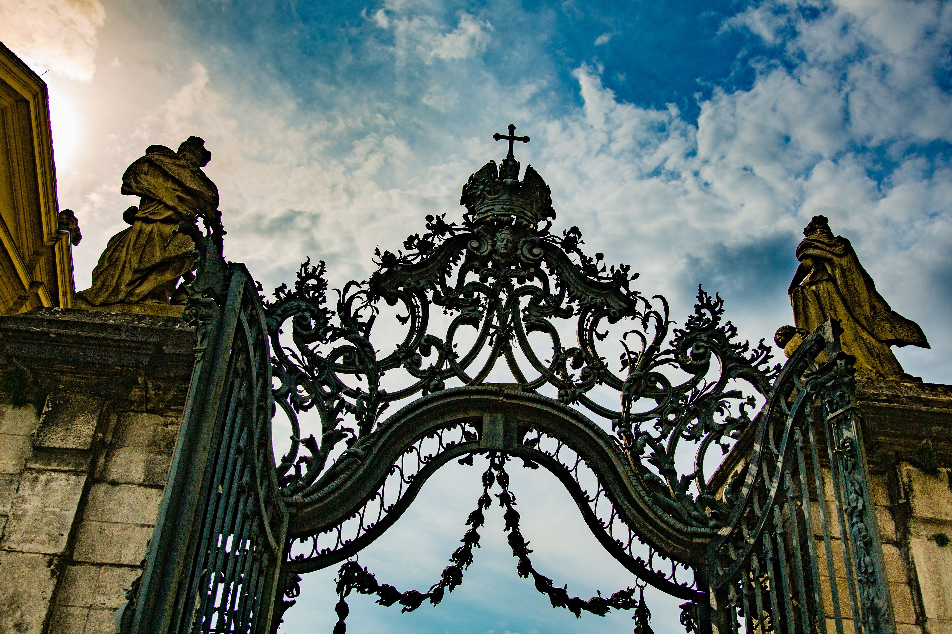 Rothenberg, Germany - 7/4/2013:  Gate to the gardens at the W√ºrzburg Residence (palace) with the Court Gardens and Residence Square, germany