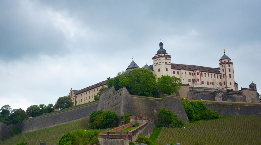 A German castle seen against an overcast sky.