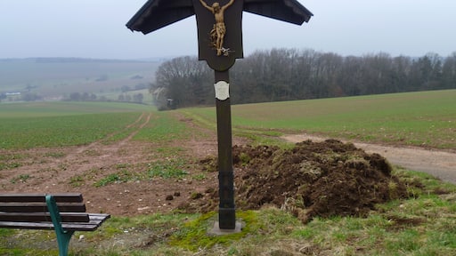 Hölzernes Wegkreuz an der Straße von Zollstock nach Eidenborn