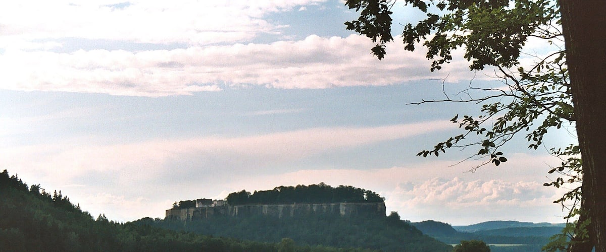 View from the village Weißig to the fortress Königstein