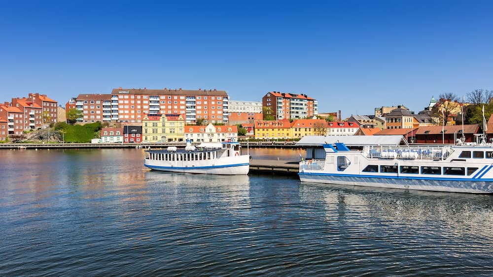 Karlskrona city panorama - view from the ferry harbor