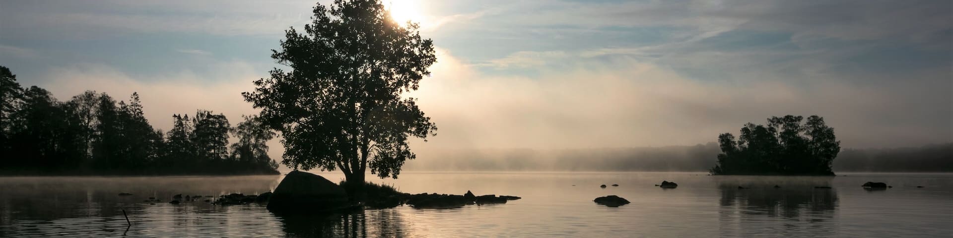 fog on the lake, Sweden, Tingsryd, Stora Hensjön