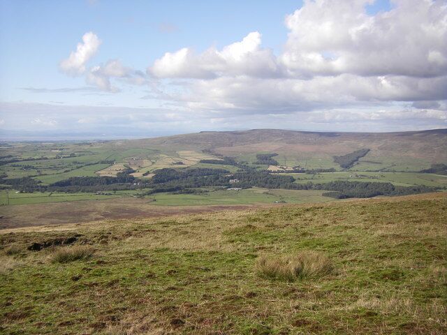 Rough grazing on Hawthornthwaite Fell Abbeystead House can be seen in the distance.