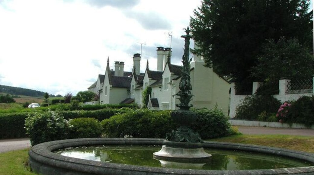 Hanchurch Manor. The fountain in the courtyard of this lovely hotel.