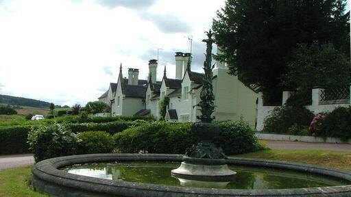 Hanchurch Manor. The fountain in the courtyard of this lovely hotel.
