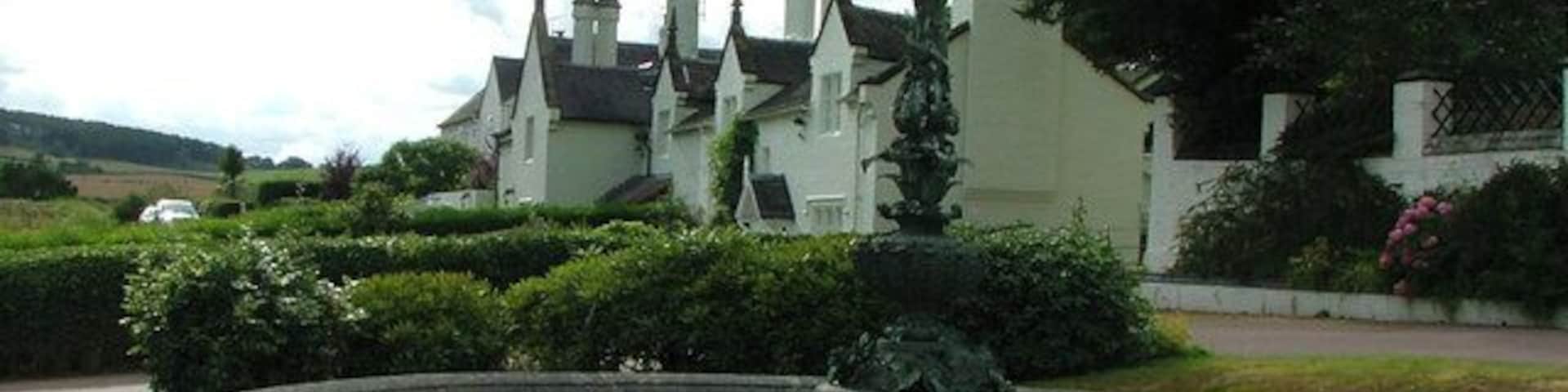 Hanchurch Manor. The fountain in the courtyard of this lovely hotel.