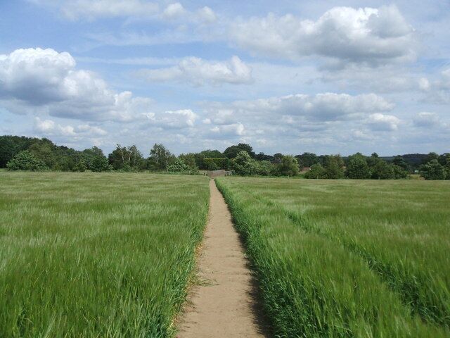 Footrpath from Ackworth to Hundhill This is the view from the direction of Ackworth, looking towards the bridge over the railway line.
